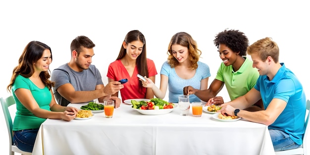 szczęśliwi czytelnicy z talerzami